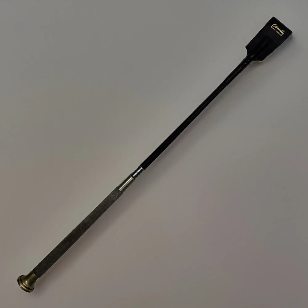 Vintage County Handmade Equestrian Black Leather Riding Crop Whip 20.5